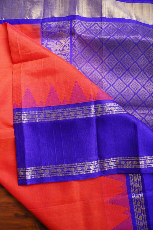 Kanchi Silk Cotton  Saree With Zari Border  PC11020