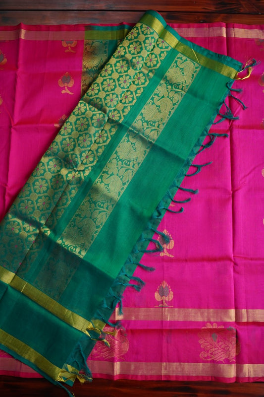 Pink Kanchi Handloom Silk Cotton Saree PC3119