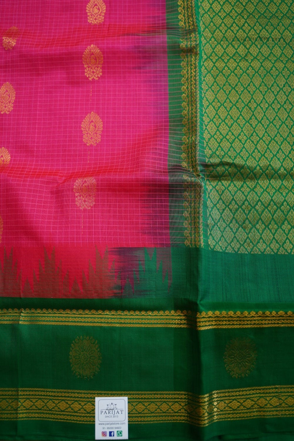 Kanchi Silk Cotton Saree With Zari Border PC11350