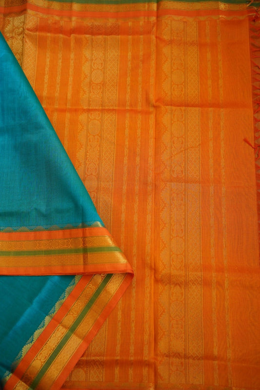 Kanchi Silk Cotton Saree With Zari Border  PC10196