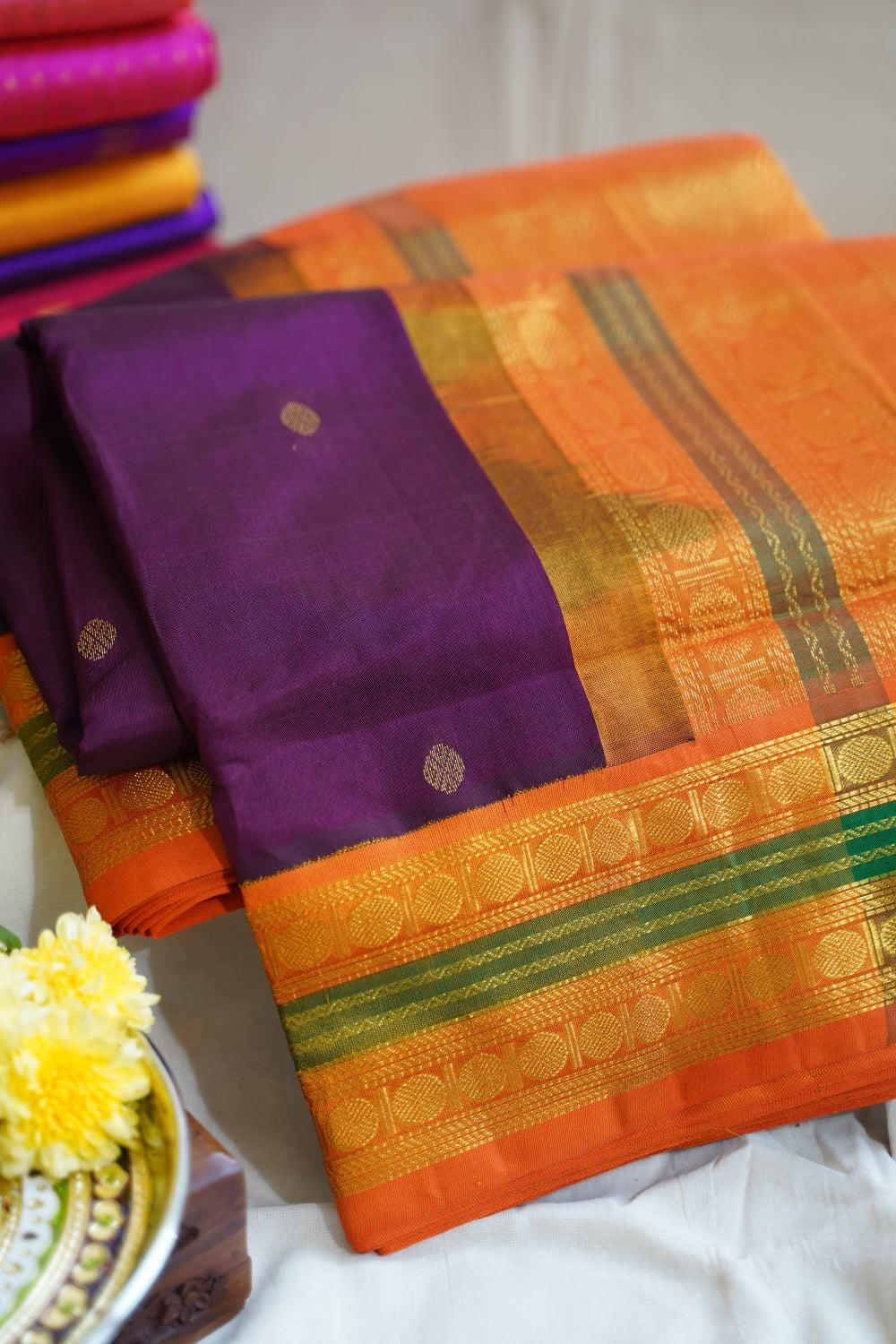 Burgundy  Butta  Kanchi  Silk Cotton Saree With Zari  Border PC11742