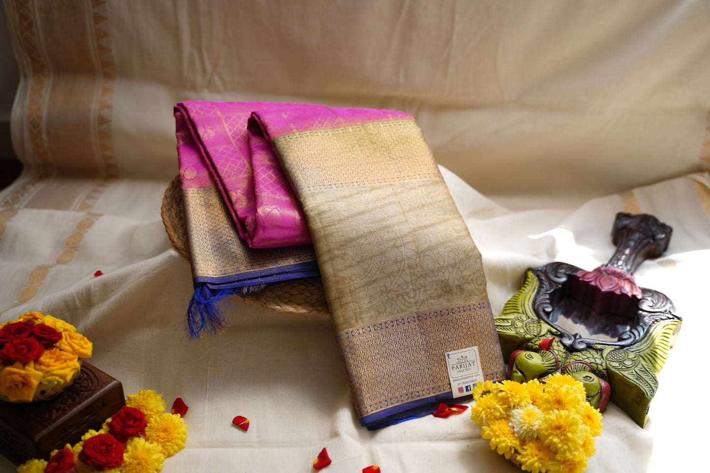 Lotus Pink Kanchi Silk Saree with Grand Rich Zari Pallu & PC6272