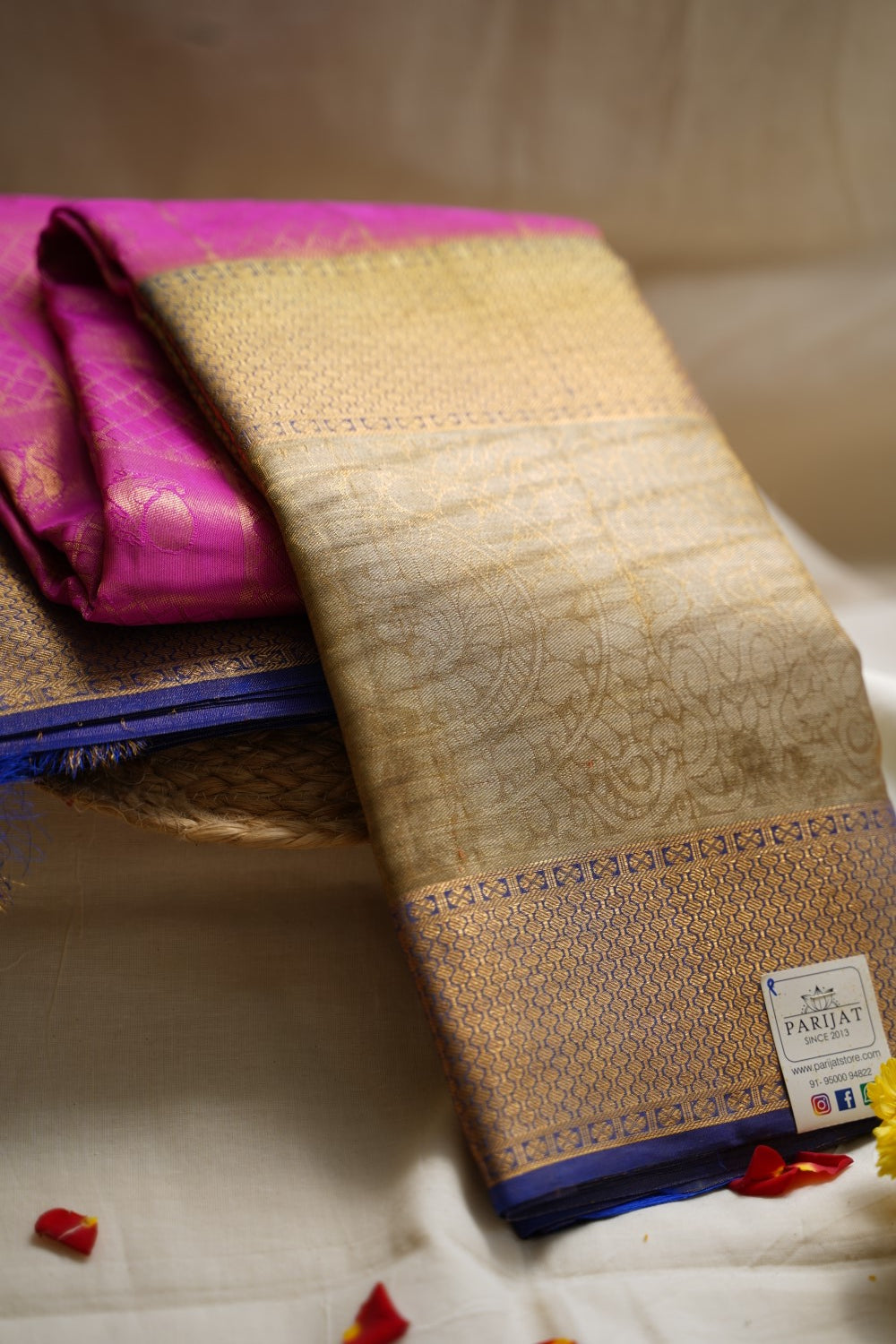 Lotus Pink Kanchi Silk Saree with Grand Rich Zari Pallu & PC6272