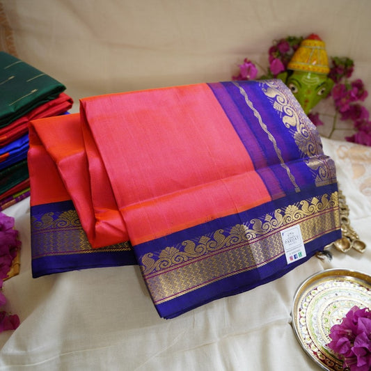 Shocking Pink  Kanchi  Silk Cotton Saree With Zari  Border PC11701