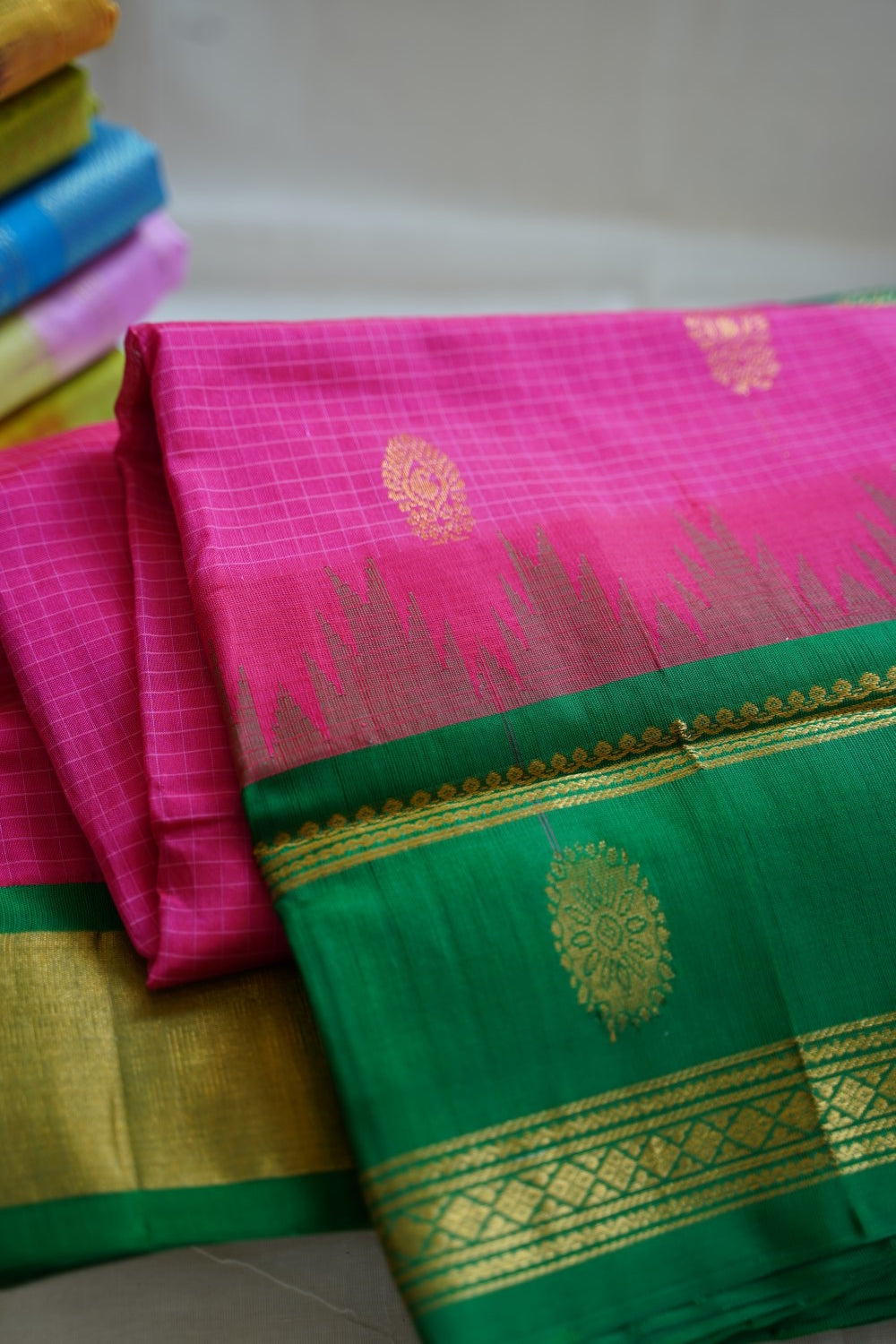 Kanchi Silk Cotton Saree With Zari Border PC11350