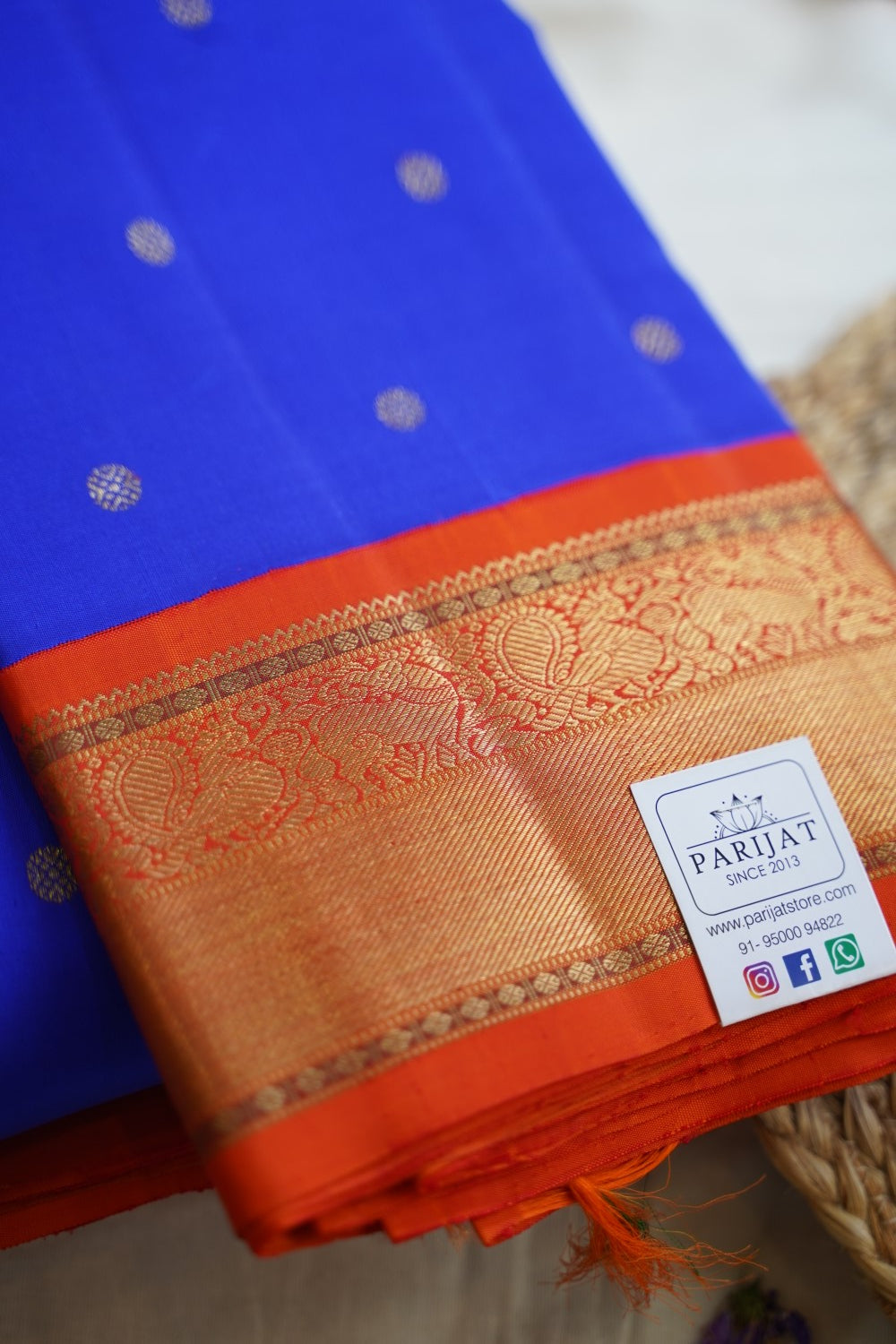 MS Blue Pure Korvai Kanchi Silk Saree PC10760