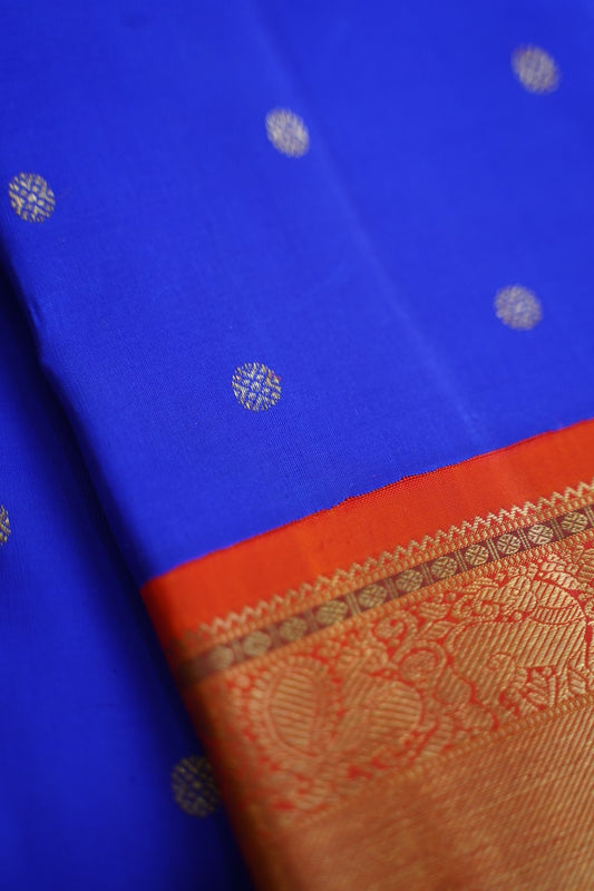 MS Blue Pure Korvai Kanchi Silk Saree PC10760