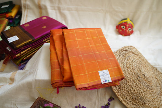 Pure Kanchi Checks Silk Saree PC10900