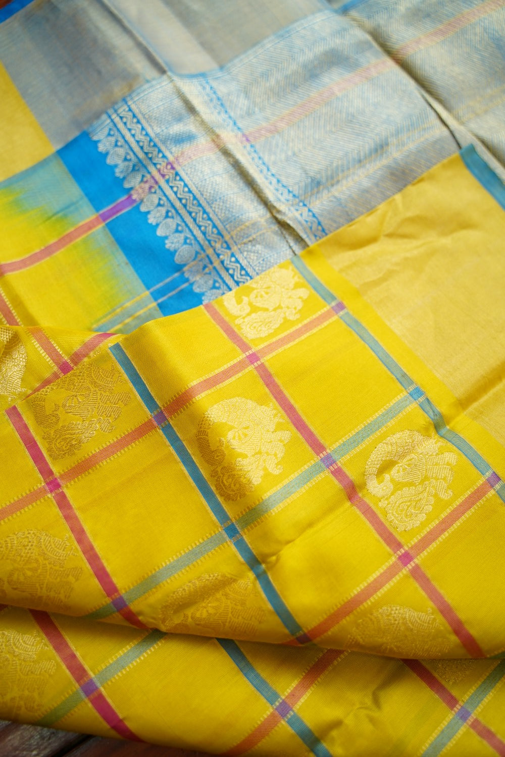 Lemon Yellow Uppada Silk Saree with Grand  Zari Pallu & PC12800