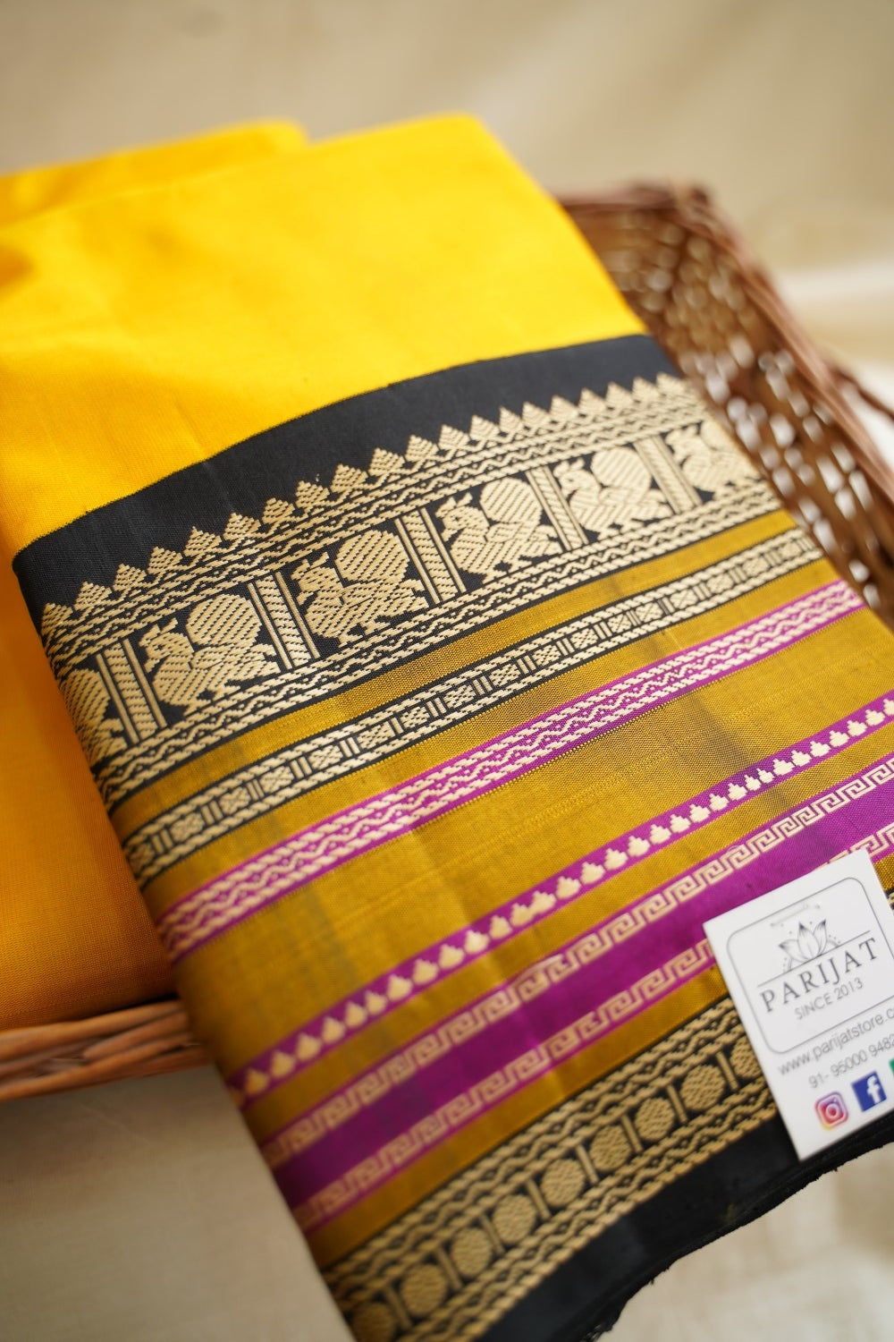 Yellow Pure Korvai Kanchi Soft Silk Saree PC10181