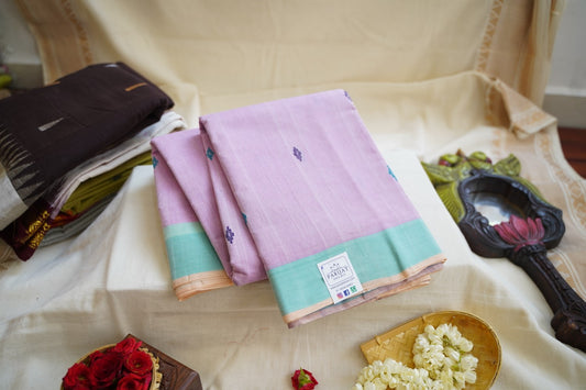 Lilac buttas Ponduru handloom Cotton Saree PC11654