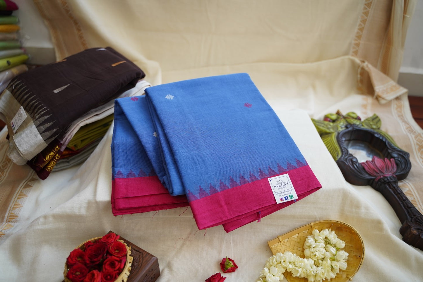 Blue Ponduru handloom Cotton Saree PC10680