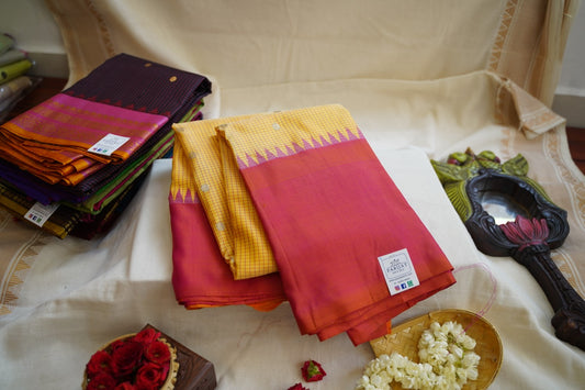 Mustard Yellow Gadwal Silk Saree  PC9432