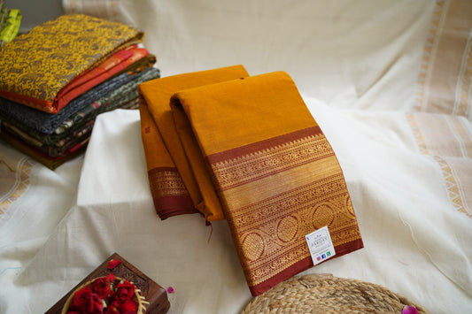 Chettinad handloom Cotton Saree with jari border  PC8441