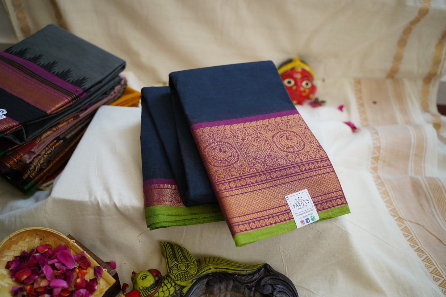 Chettinad handloom Cotton Saree With Thread  Border  PC10964