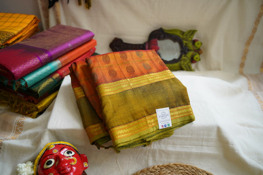 Kanchi Silk Cotton Saree With Zari Border  PC9602