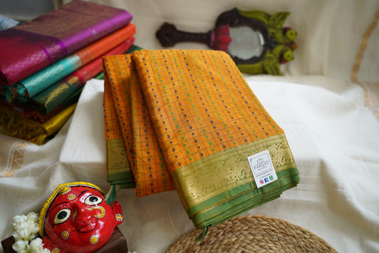 Kanchi Handloom Silk Cotton Saree With Zari Border PC12982