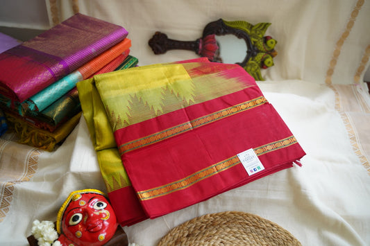 Kanchi Silk Cotton Saree With Zari Border  PC10257