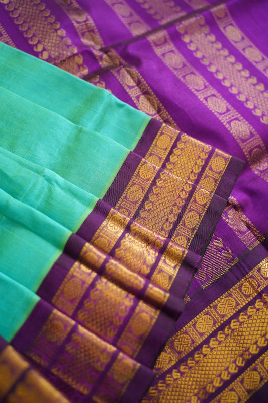 Kanchi Silk Cotton Saree With Zari  Border PC11712