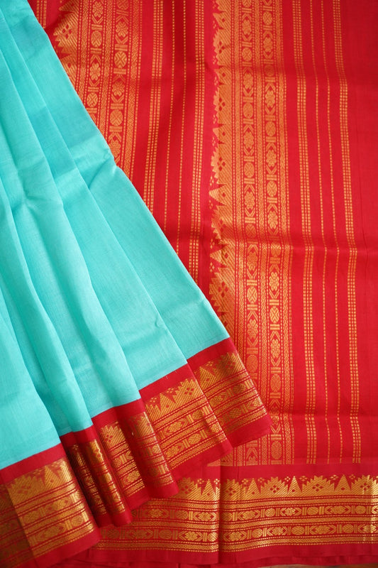 Light Blue Kanchi  Silk Cotton Saree With Zari  Border PC11706