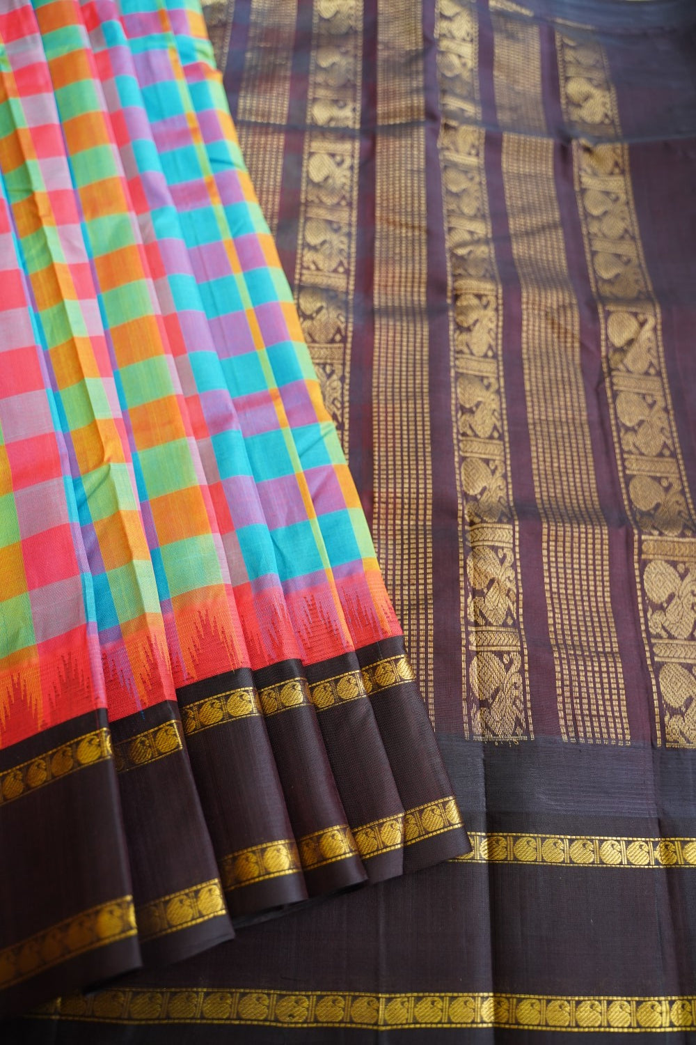 Kanchi Silk Cotton Saree With Zari  Border PC13048