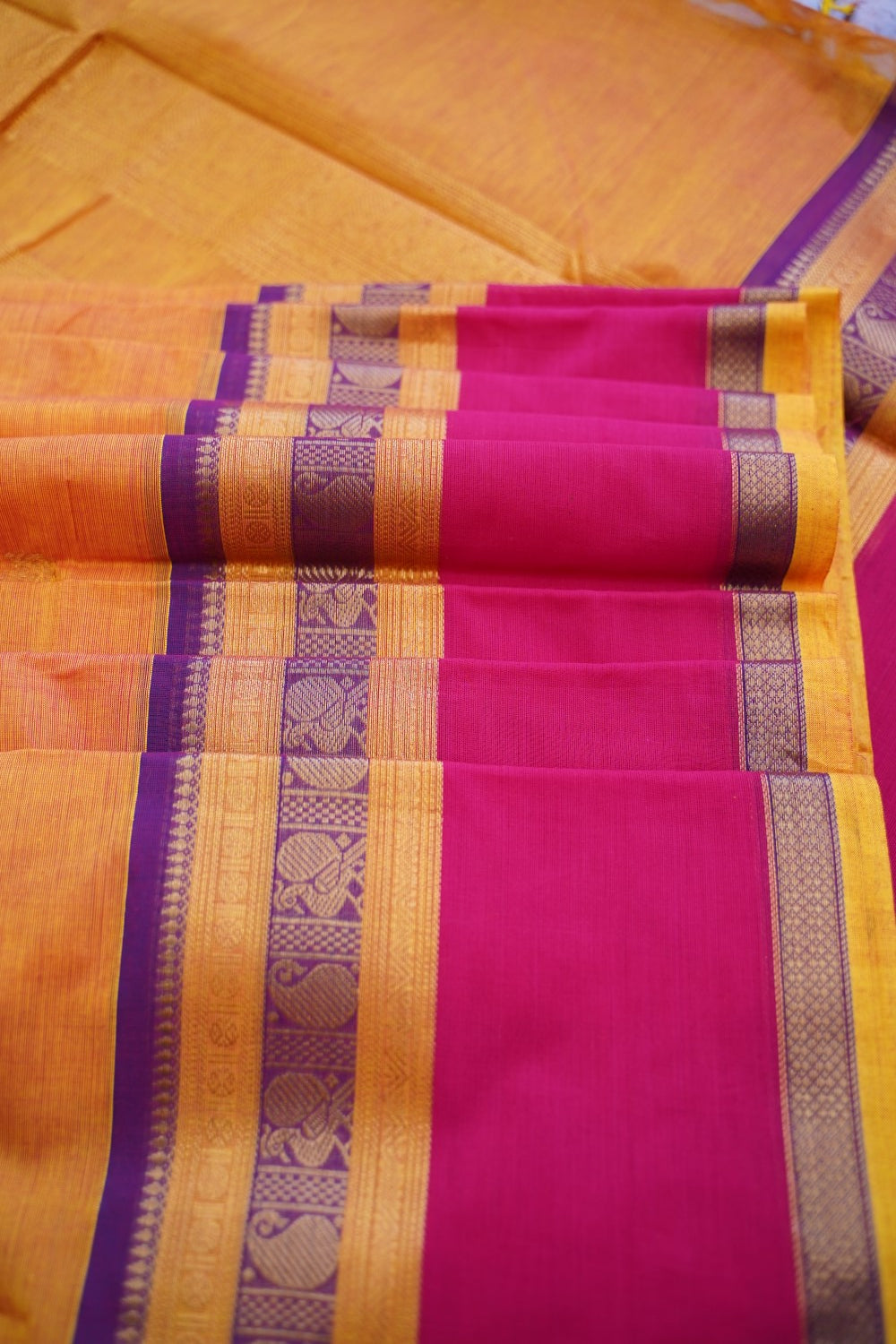 Chettinad handloom Cotton Saree with jari border  PC7264