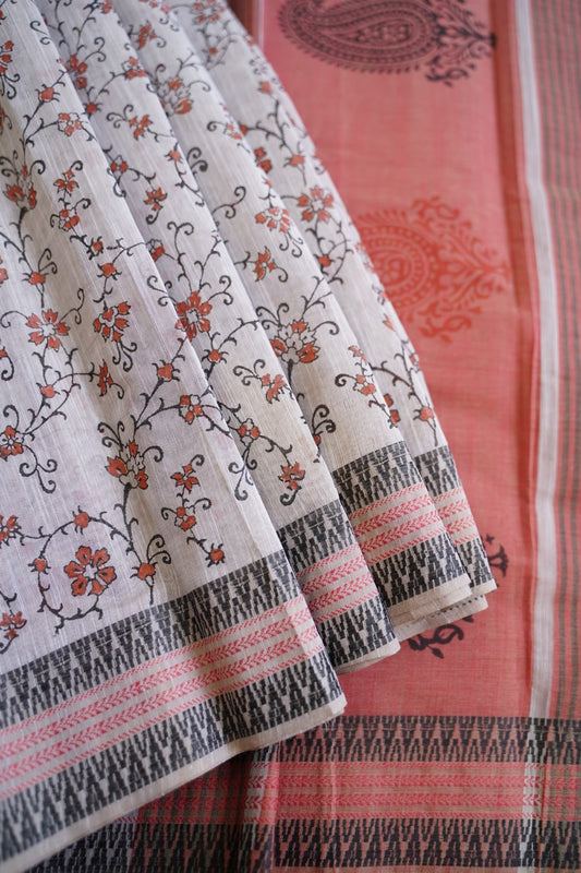 Block Printed Chettinad handloom Cotton Saree PC13056