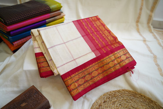 Kanchi  Silk Cotton Saree With Zari Border  PC13075