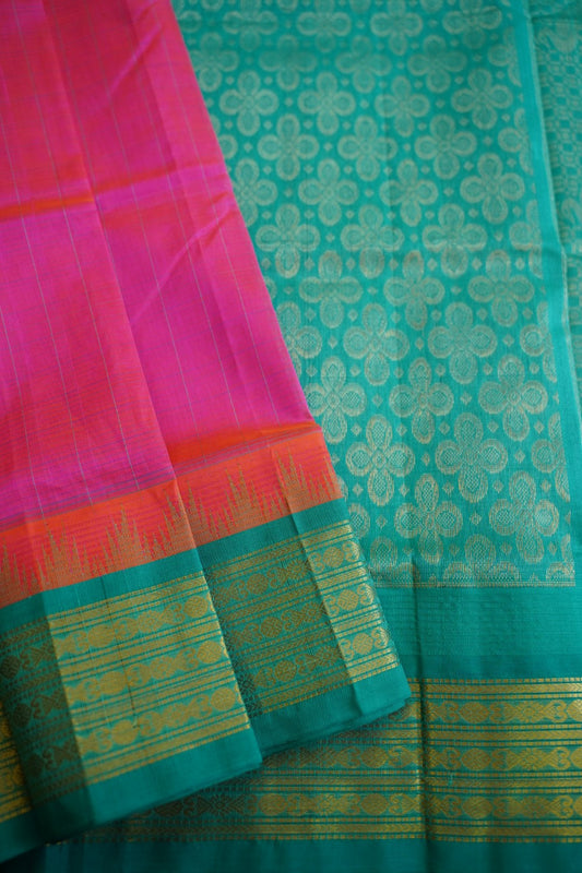 Kanchi  Silk Cotton Saree With Zari Border  PC13095