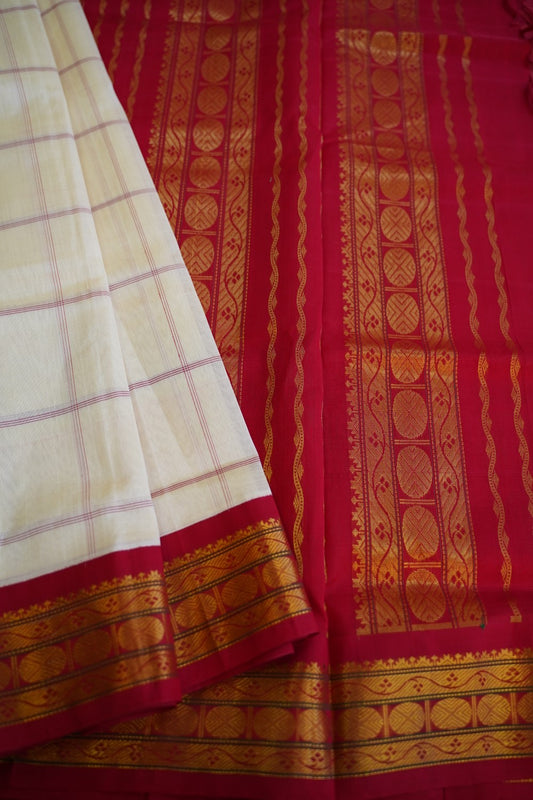 Kanchi  Silk Cotton Saree With Zari Border  PC13075