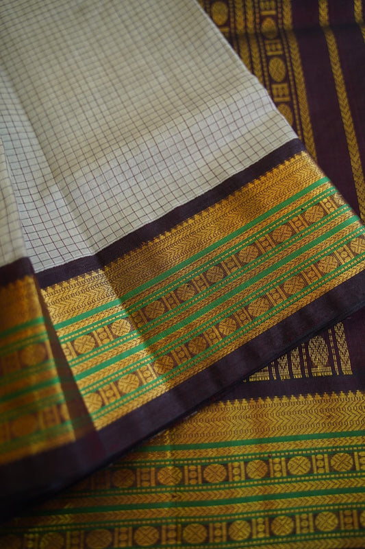 Kanchi  Silk Cotton Saree With Zari Border  PC13077