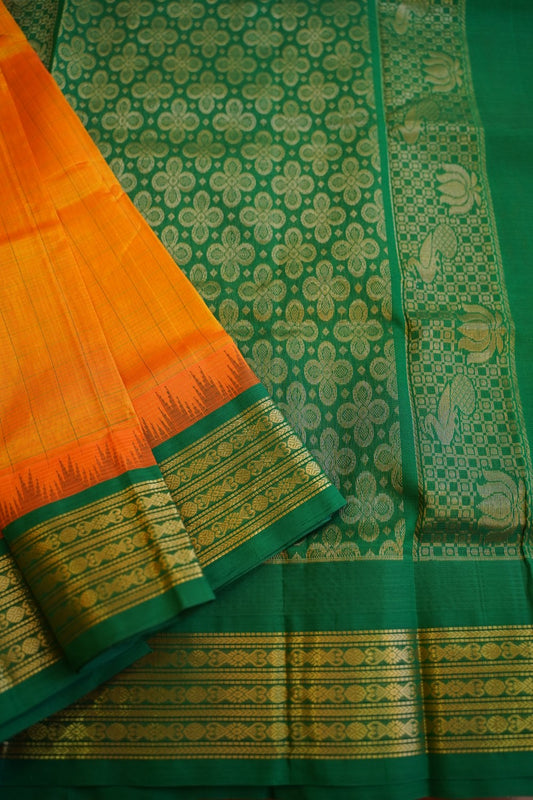 Kanchi  Silk Cotton Saree With Zari Border  PC13096