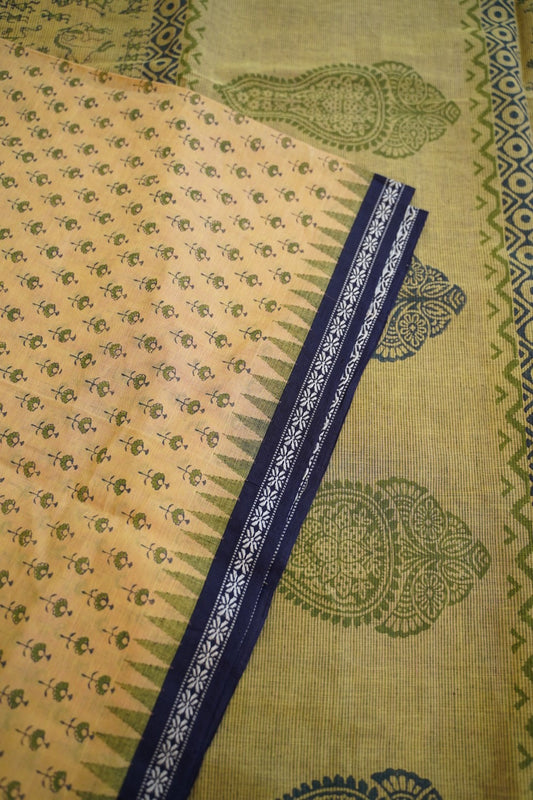 Block Printed Ponduru handloom Cotton Saree PC13101