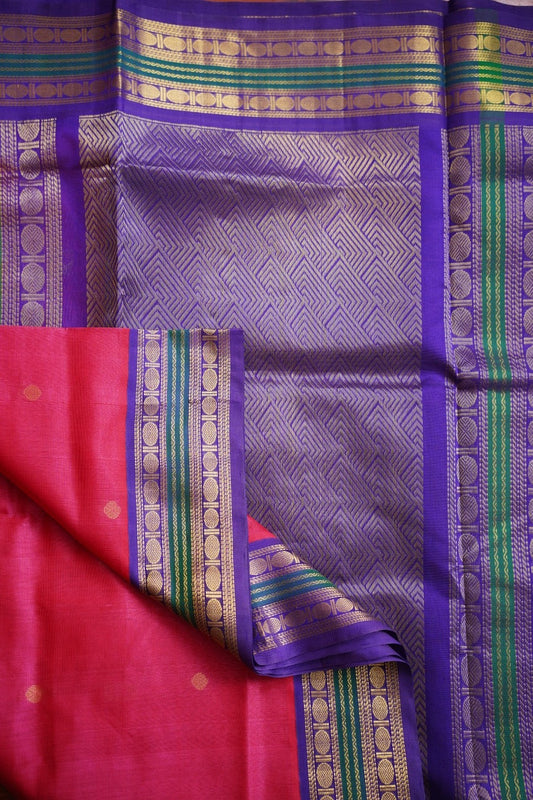 Magenta Pink  Buttas Kanchi Silk Cotton Saree With Zari  Border PC11561