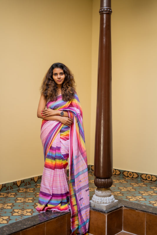 Handloom Linen Cotton Saree-PC13459