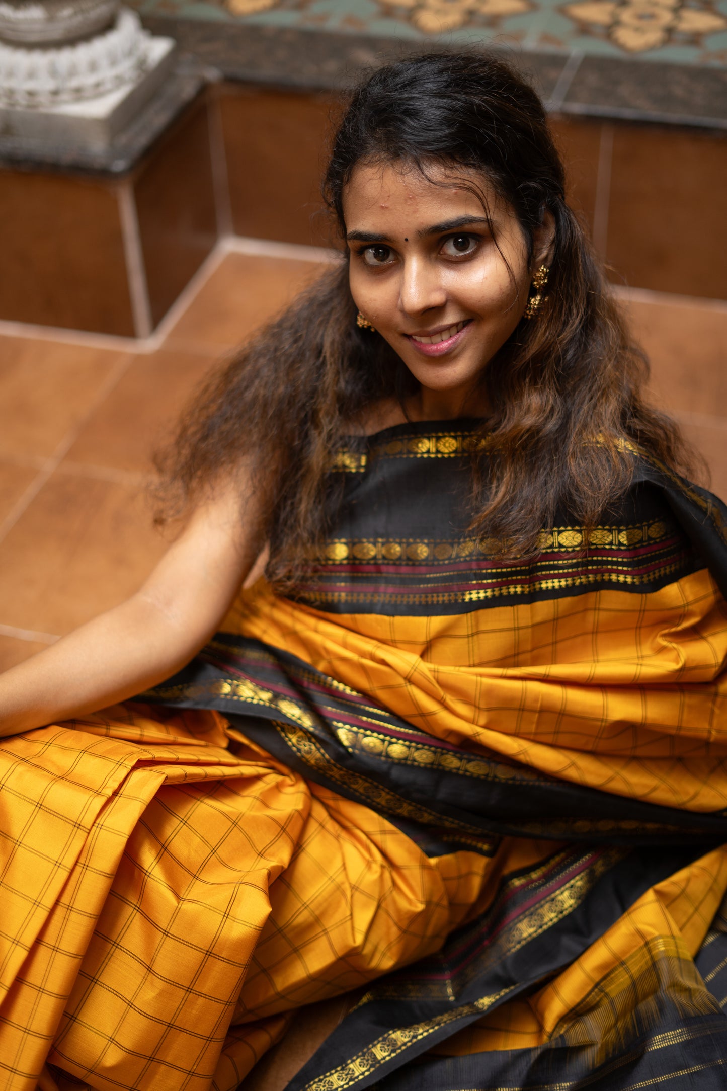 Pure Kanchi Silk Saree -Manjal