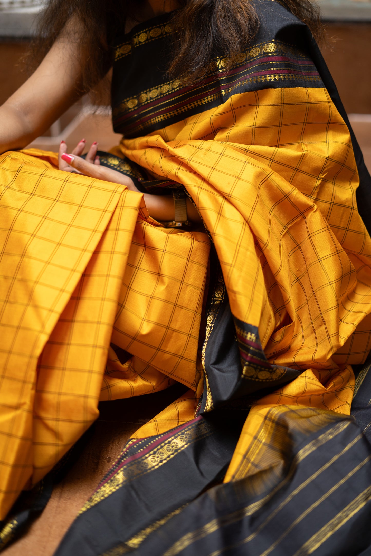 Pure Kanchi Silk Saree -Manjal