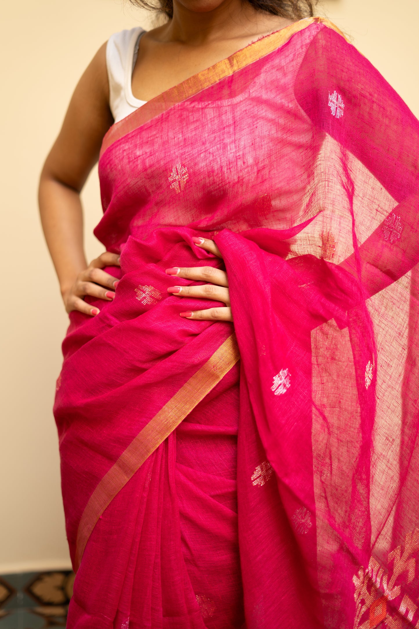 Handloom Linen Cotton Saree-PC13477