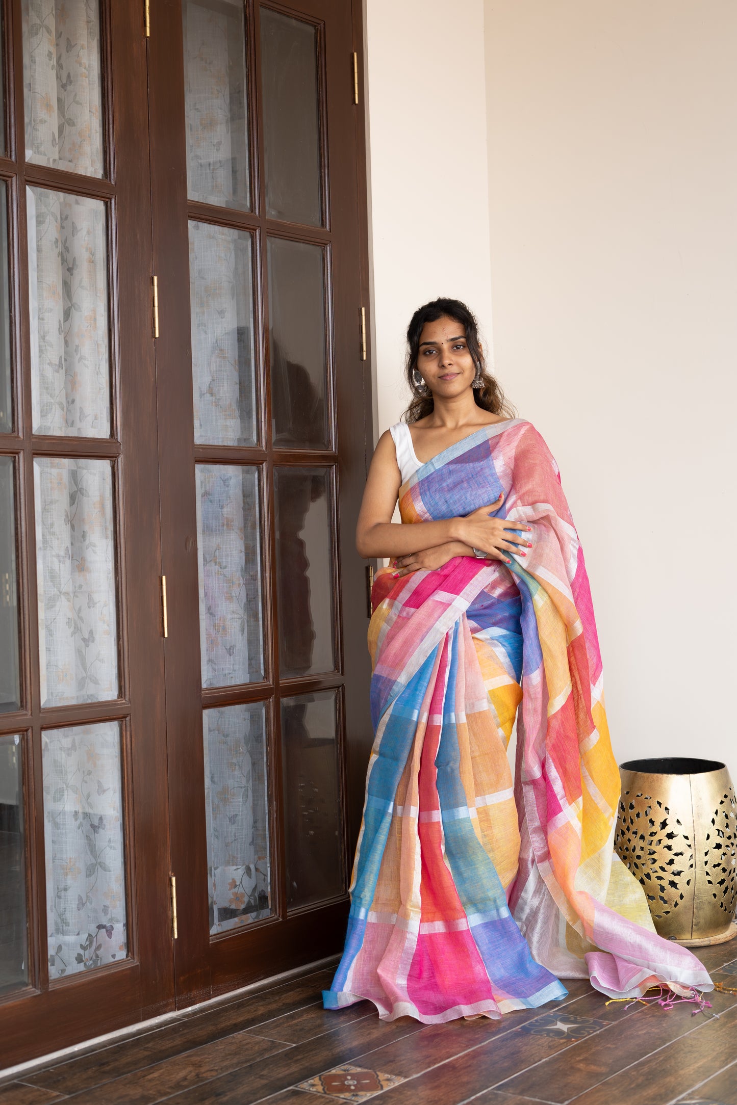 Handloom Linen Cotton Saree-PC13485