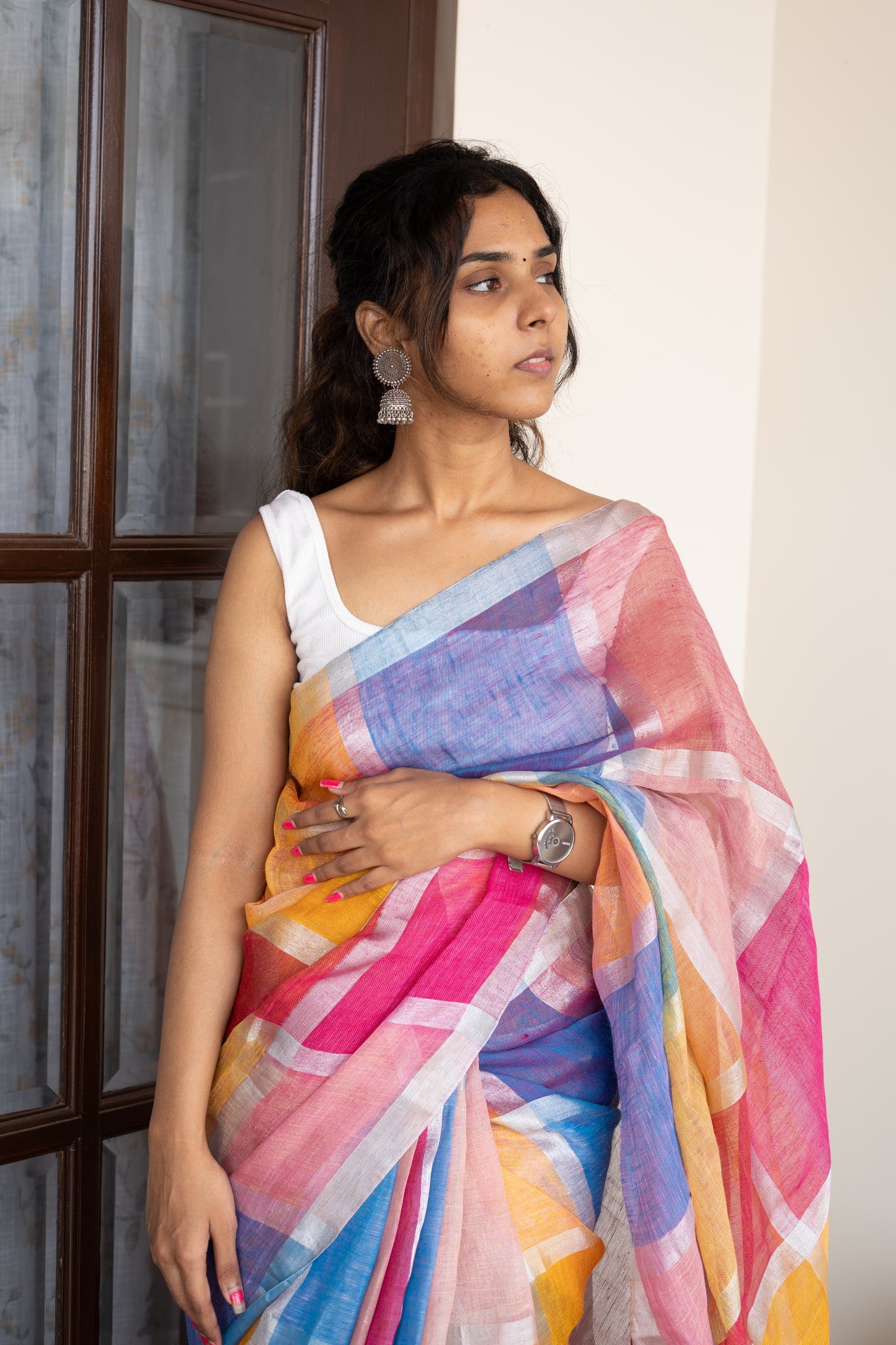 Handloom Linen Cotton Saree-PC13485