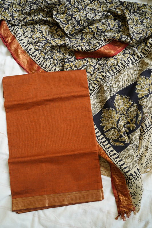 Mangalgiri  cotton  with kalamkari dupatta Salwar Material suit set PC13425