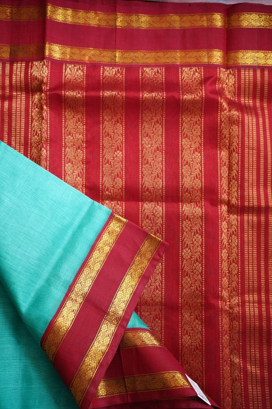 Light Green  Kanchi  Silk Cotton Saree With Zari  Border PC11705