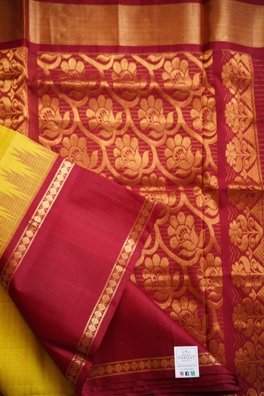 Sampanga Green Kanchi Checks  Silk Cotton Saree With Zari  Border PC11729