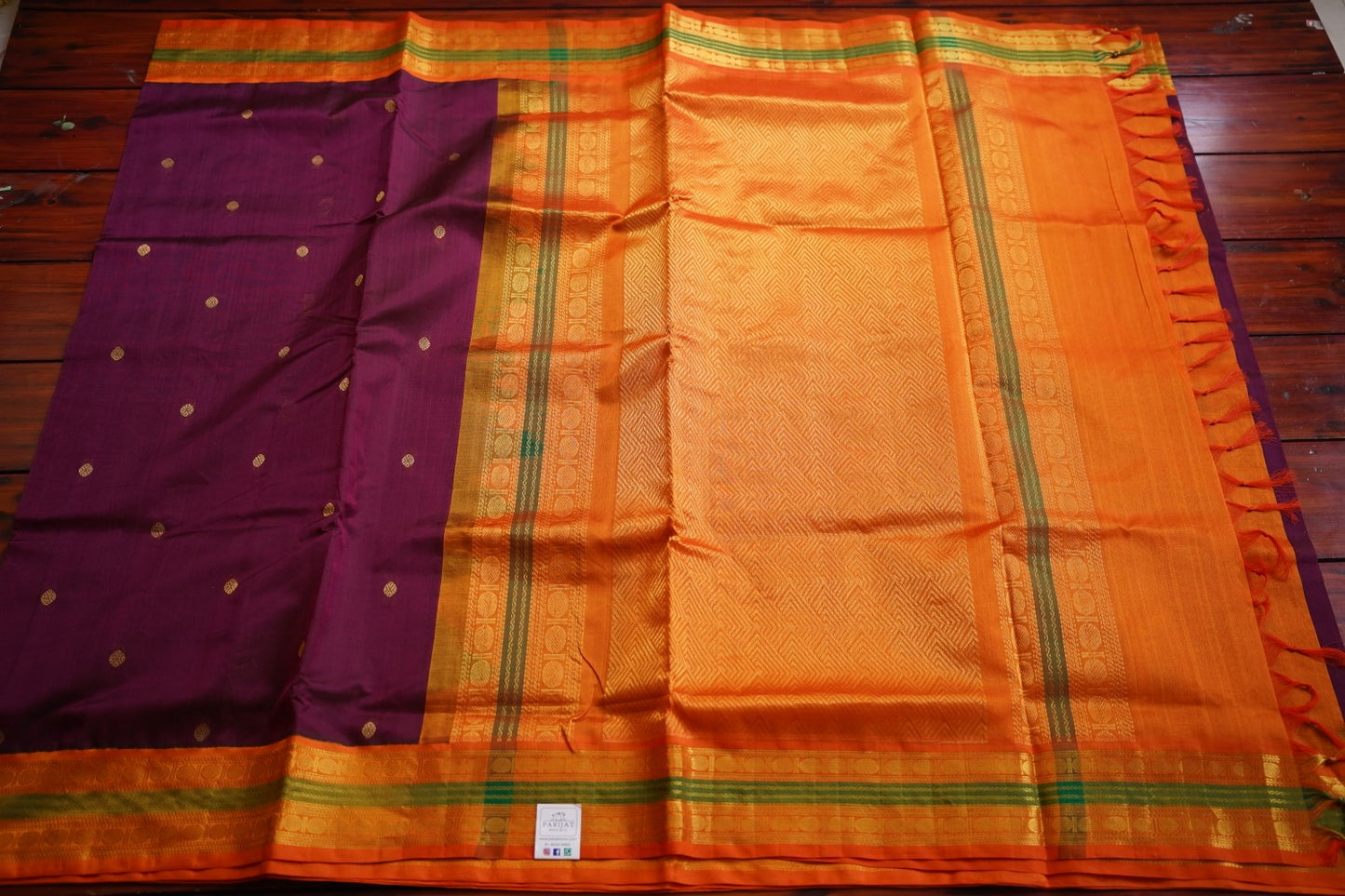 Burgundy  Butta  Kanchi  Silk Cotton Saree With Zari  Border PC11742