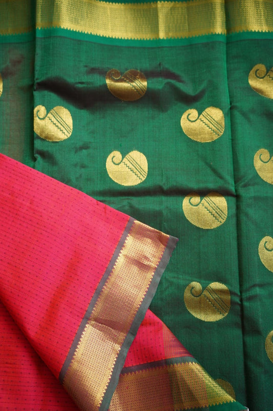 Pink Lakshadeepam Kanchi  Silk Cotton Saree With Zari  Border PC11734