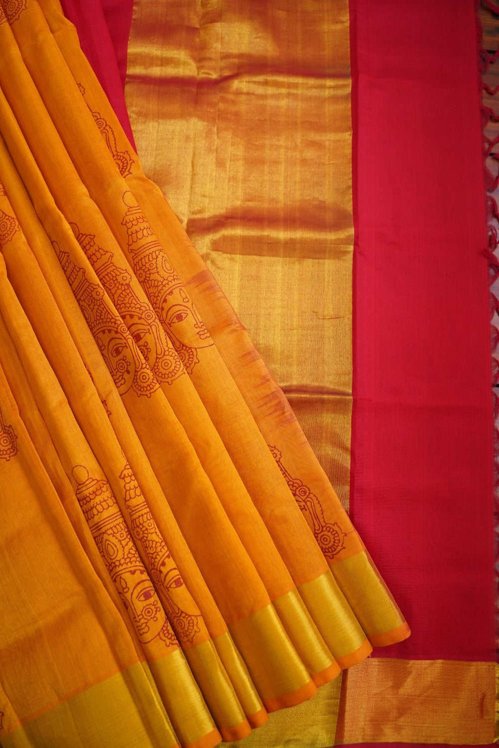 Garnet Red Muthu Kattam Kanchi Cotton Saree | Shop Kanchi Cotton Saris