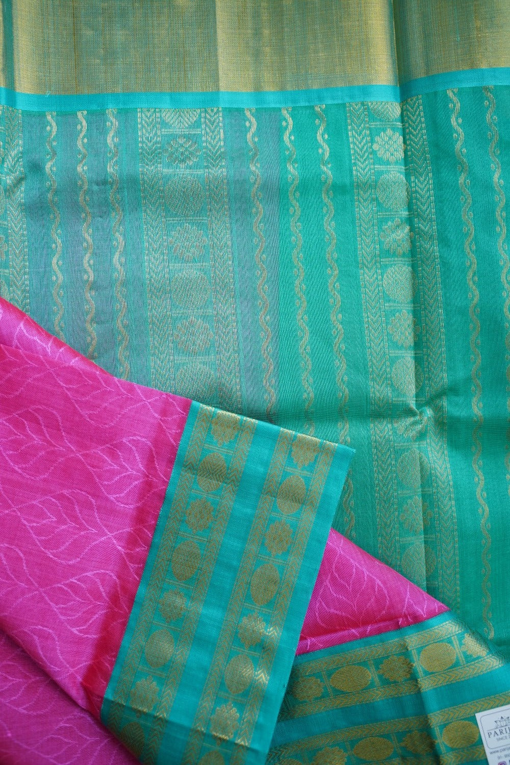 Bright Pink Kanchi Silk Cotton Saree PC10744