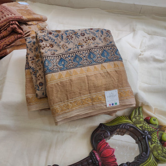 Kalamkari Organic Sungadi cotton saree (without blouse) PC11675