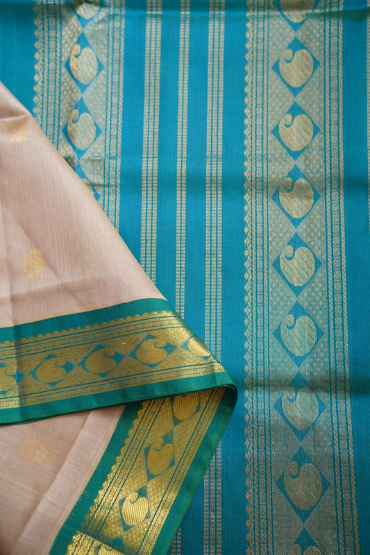 Kanchi Handloom Silk Cotton Saree With Zari Border  PC9723