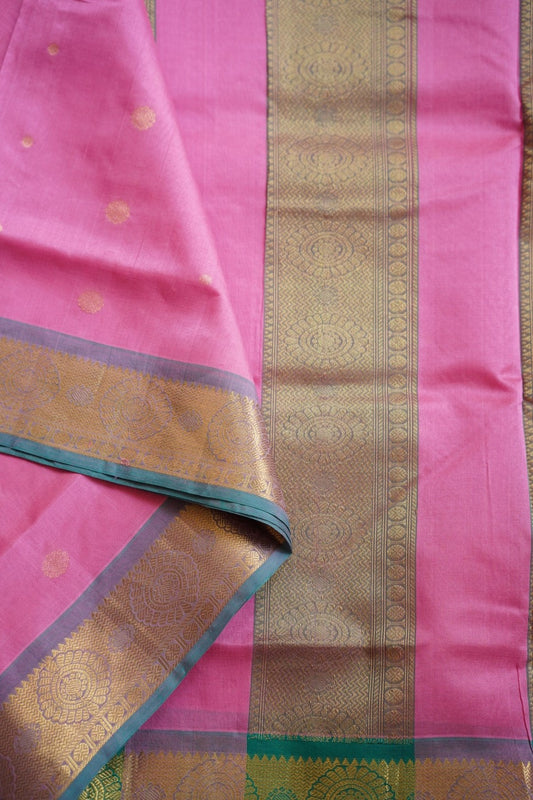 Kanchi Handloom Silk Cotton Saree With Zari Border  PC9755